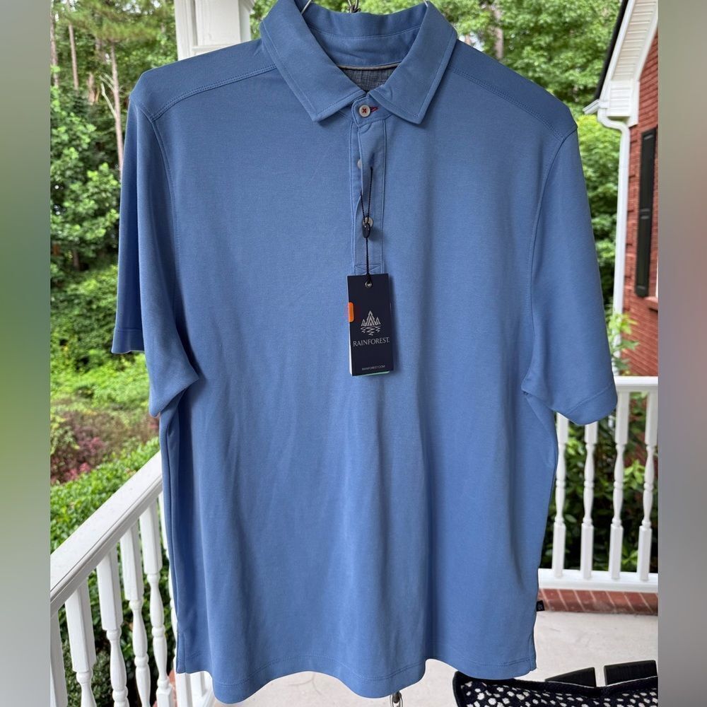 Rainforest Men's Light Blue Polo Shirt. Size L. NWT